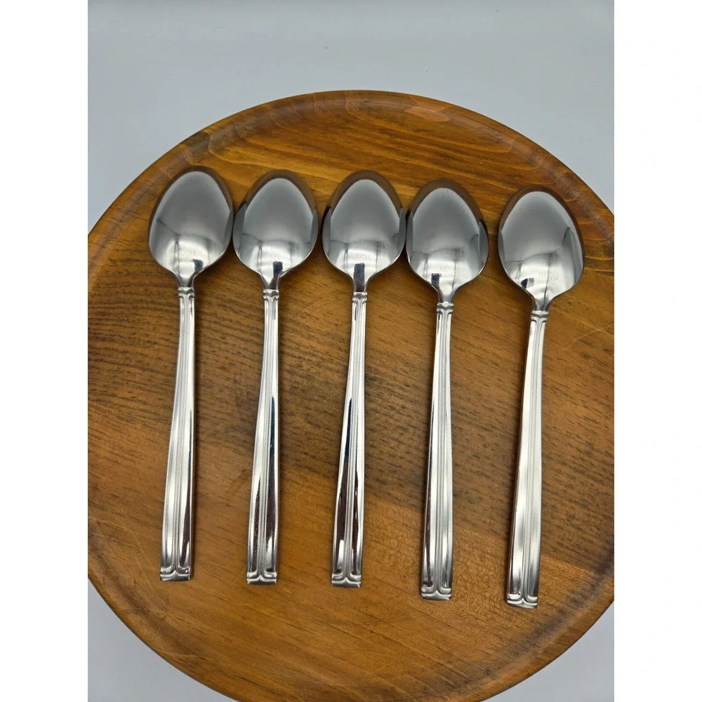Mikasa Parallels 5 Soup‎ Spoons Korea Stainless 18/8 Modern Minimalist 7 5/8